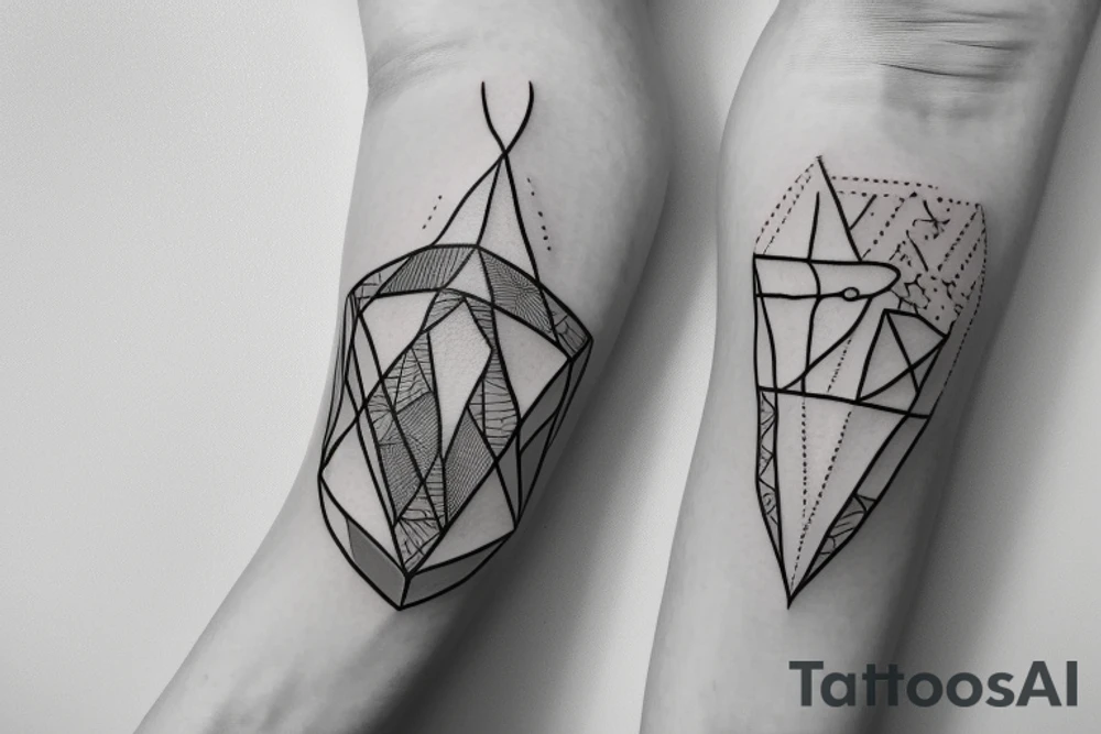The golden ratio with bird and geometric shapes tattoo idea
