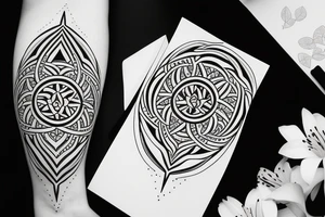 lily flower in a sacred geometry pattern tattoo idea