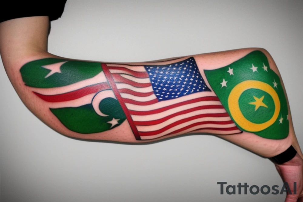 Band with the Pakistan, Venezuelan and American flag colors. tattoo idea