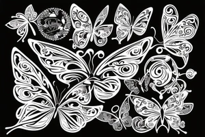 cyber sigilism abstract butterfly tattoo idea