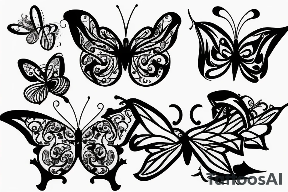cyber sigilism abstract butterfly tattoo idea
