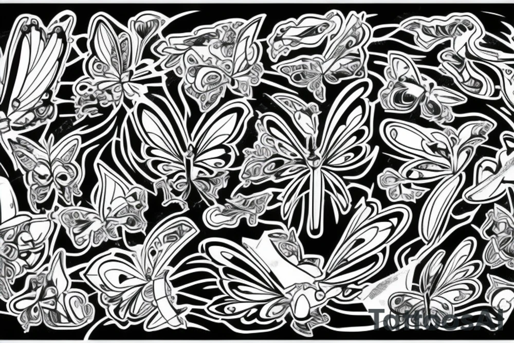 cyber sigilism abstract butterfly tattoo idea
