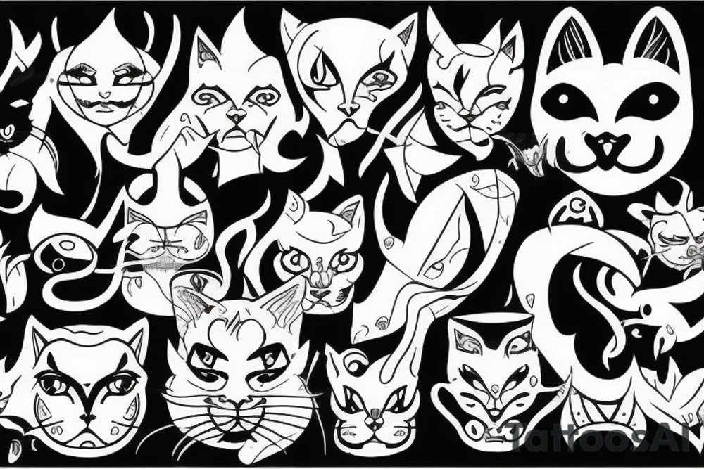 Devil with cat face tattoo idea