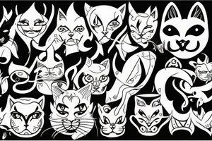 Devil with cat face tattoo idea