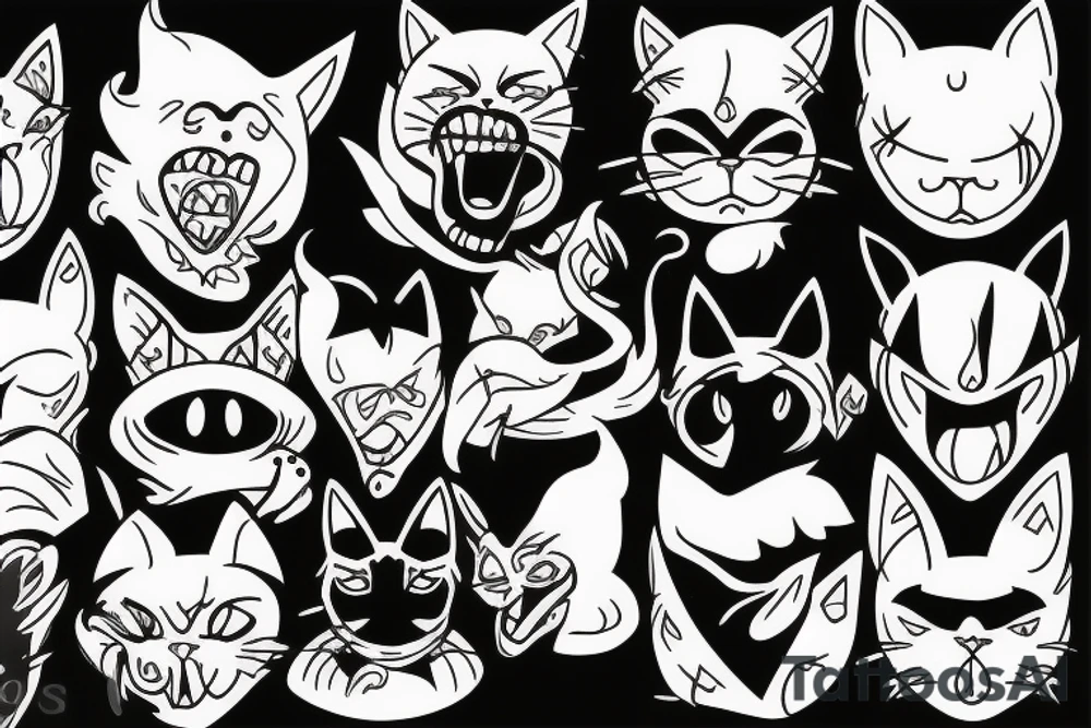 Devil with cat face tattoo idea