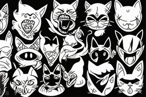 Devil with cat face tattoo idea