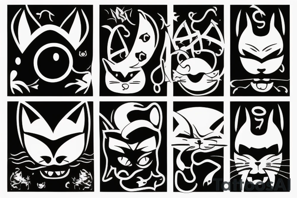 Devil with cat face tattoo idea