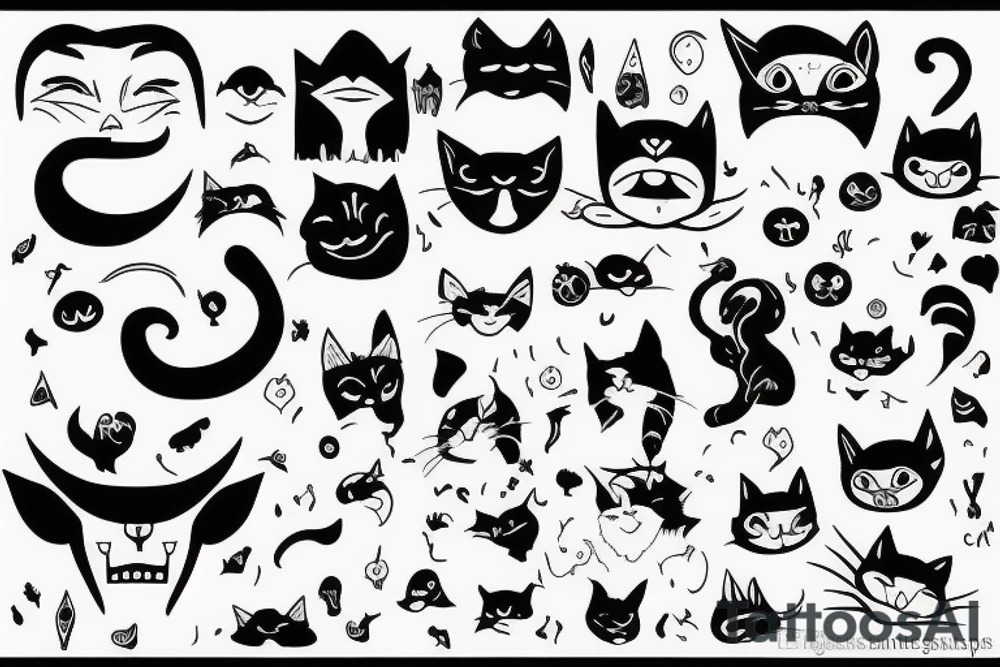 Devil with cat face tattoo idea