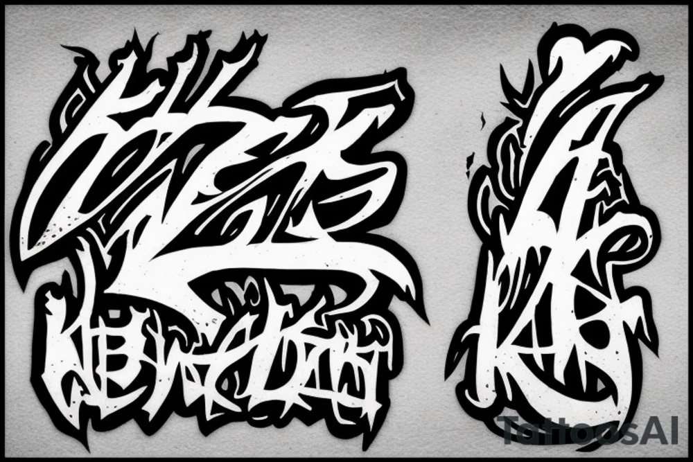 Lettering "Krolchat" in deathcore logo`s style tattoo idea
