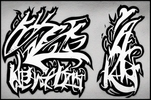Lettering "Krolchat" in deathcore logo`s style tattoo idea