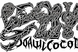 Lettering "Krolchat" in deathcore logo`s style tattoo idea