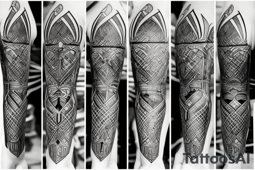 technical knight on knee tattoo idea