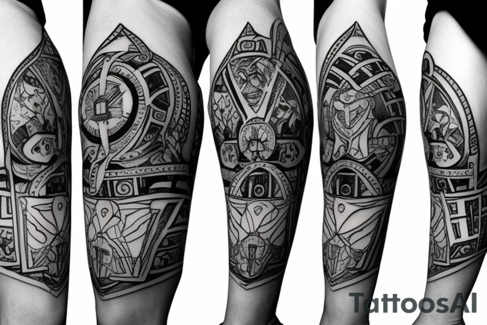 technical knight on knee tattoo idea