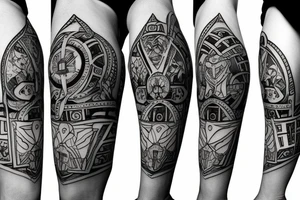technical knight on knee tattoo idea