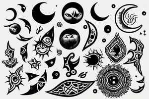 hill,sun,moon,start tattoo idea
