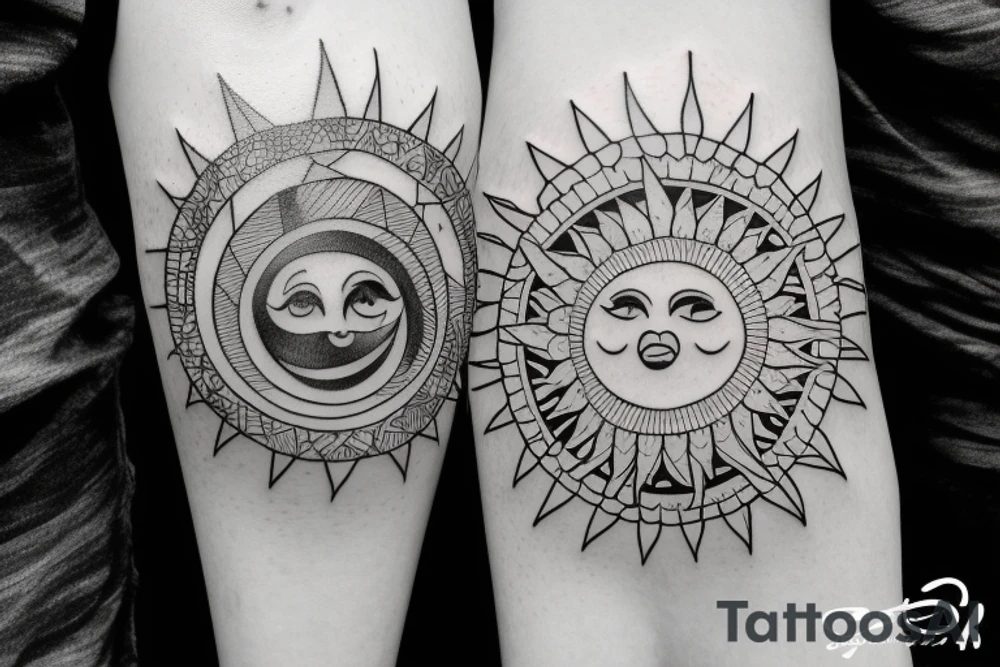 hill,sun,moon,start tattoo idea
