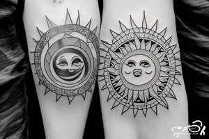 hill,sun,moon,start tattoo idea