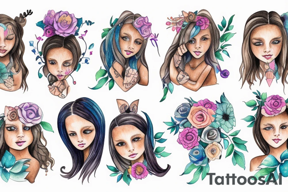 Aliyah, Madelyn, Camdyn, Lyla and Teddy names tattoo idea