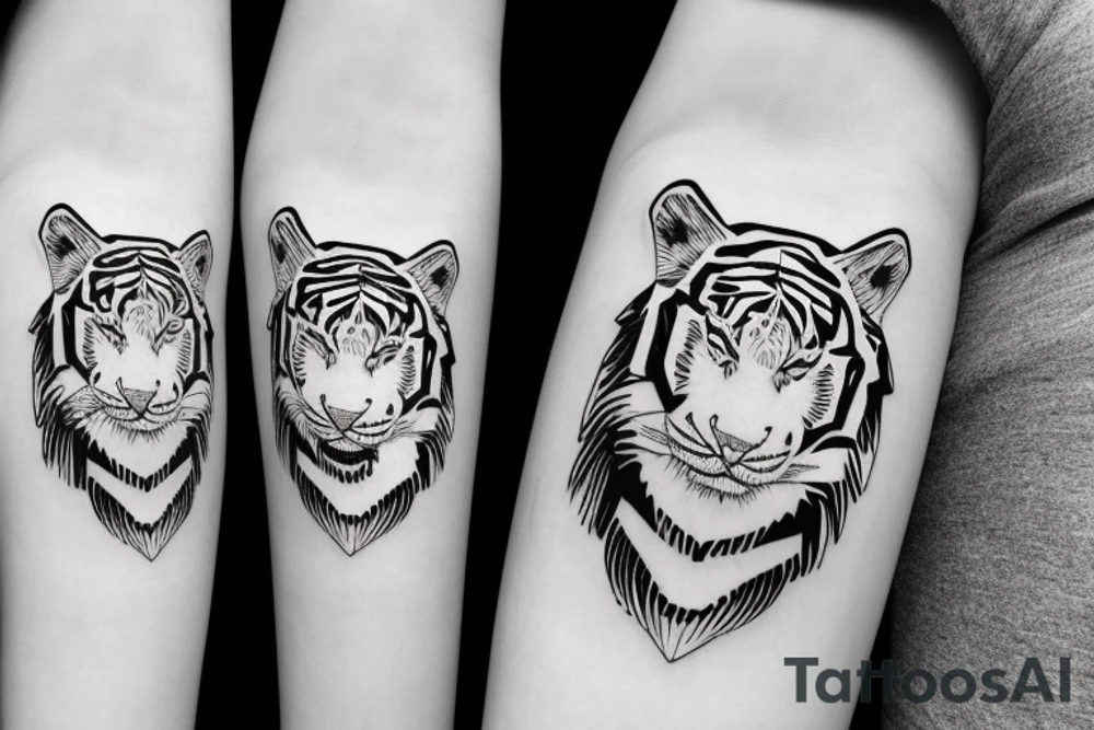 White tiger with a rainbow and Mt Fuji in the background tattoo idea