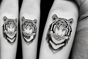 White tiger with a rainbow and Mt Fuji in the background tattoo idea