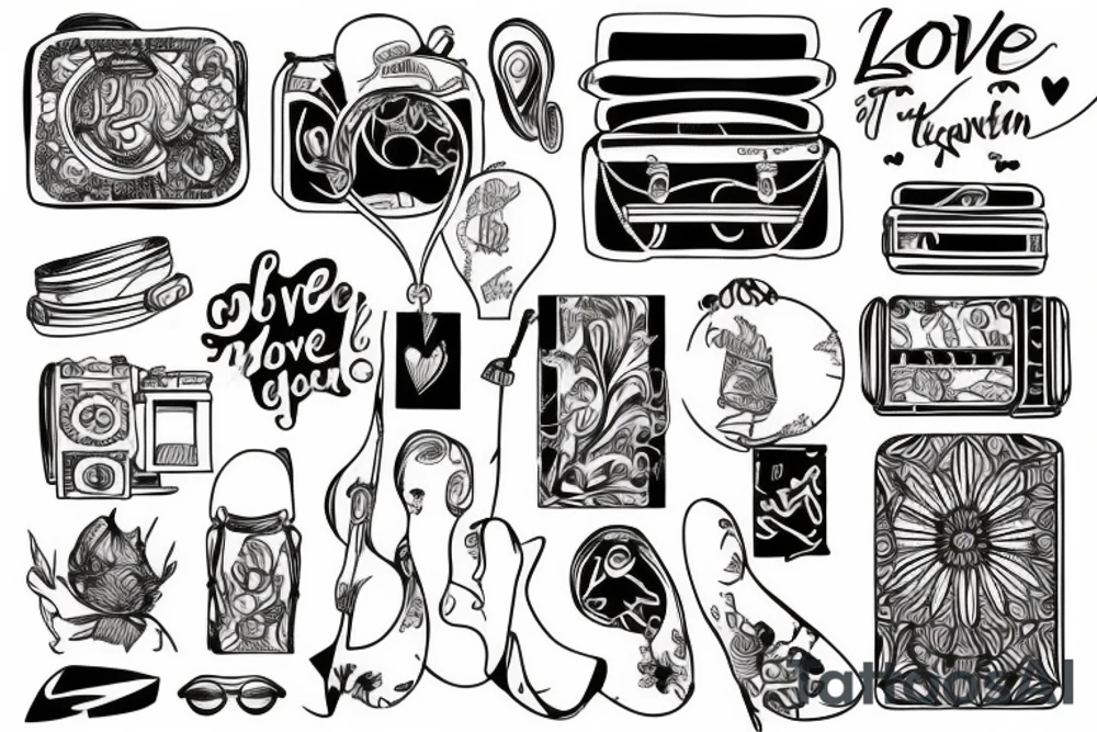 Love to travel and listening to music tattoo idea