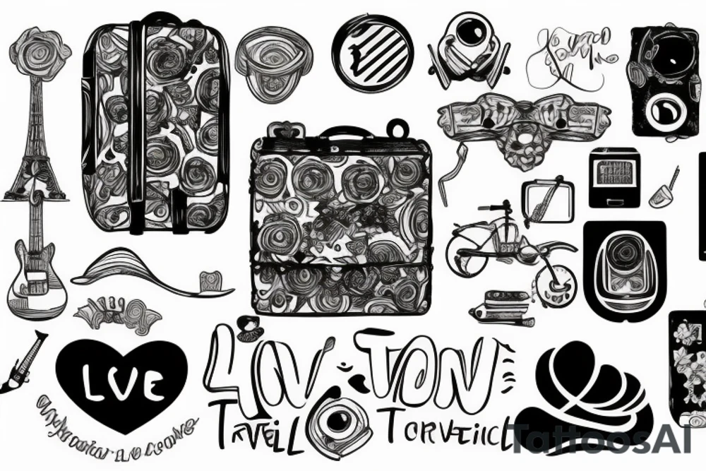 Love to travel and listening to music tattoo idea