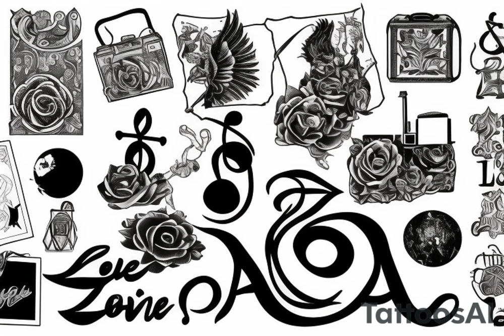 Love to travel and listening to music tattoo idea