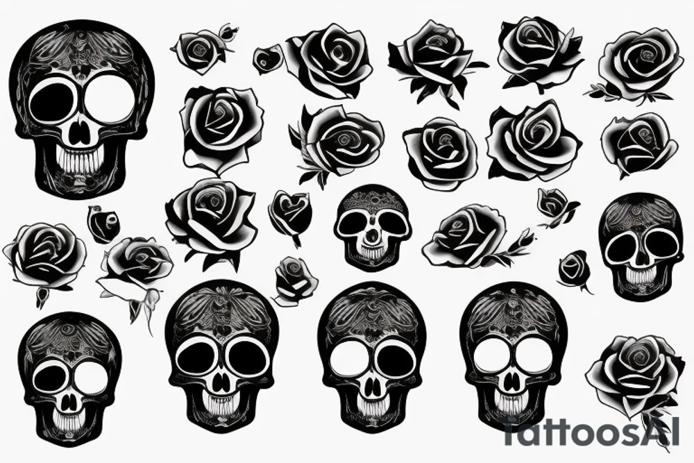 Black skull with a rose tattoo idea