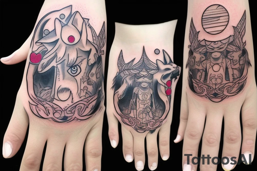 Princess Mononoke on the Hand tattoo idea