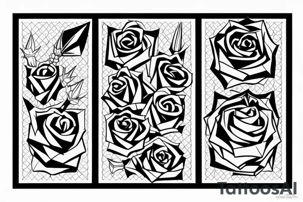 a rose with spikes geometric forms tattoo idea