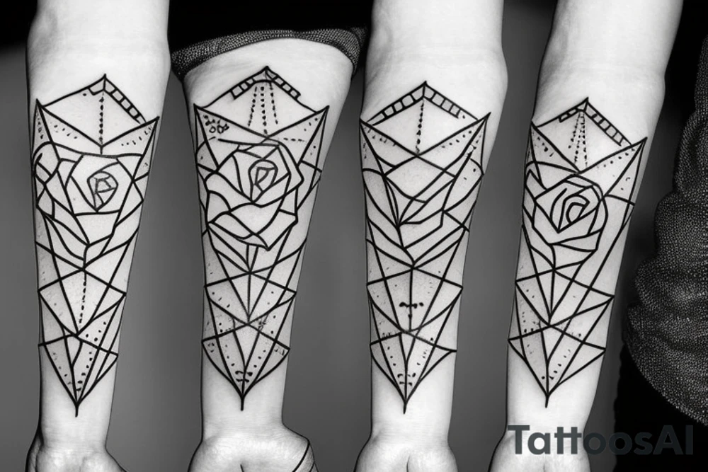 a rose with spikes geometric forms tattoo idea