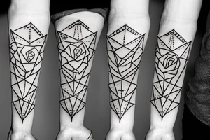 a rose with spikes geometric forms tattoo idea
