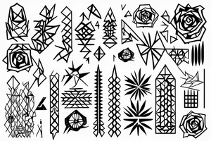 small rose with spikes geometric forms tattoo idea