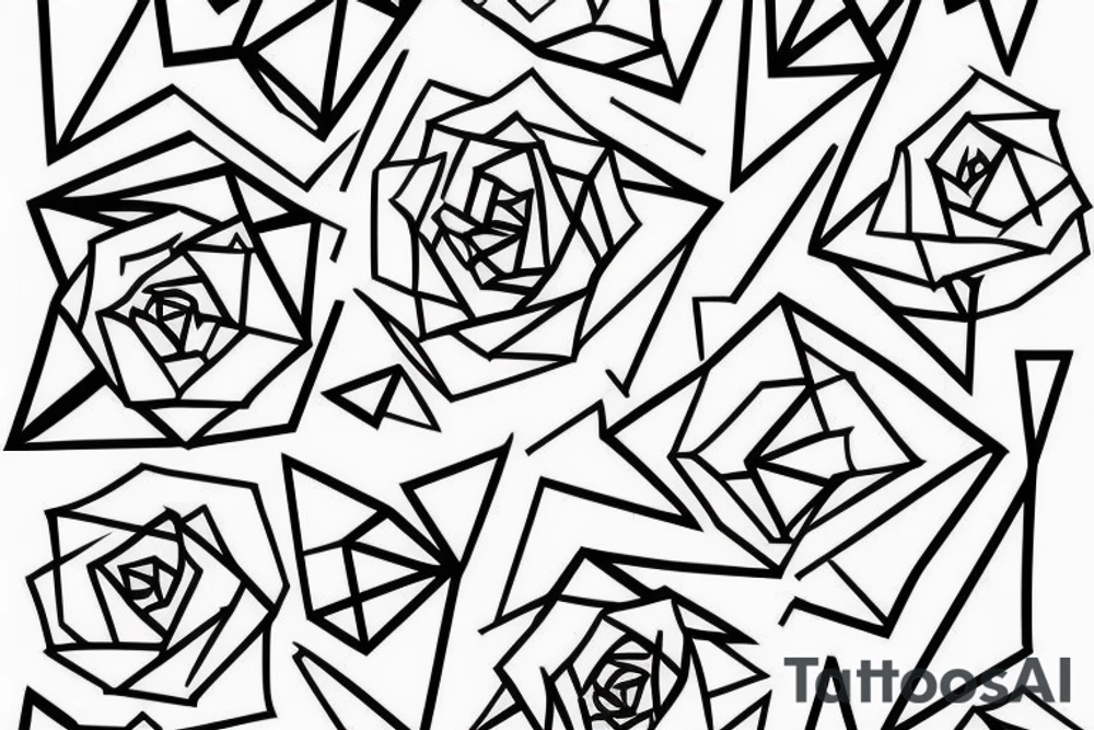 mimimalistic rose with spikes geometric forms tattoo idea