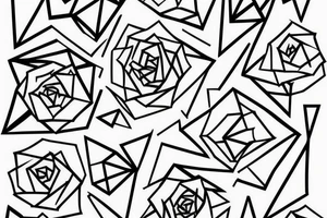 mimimalistic rose with spikes geometric forms tattoo idea