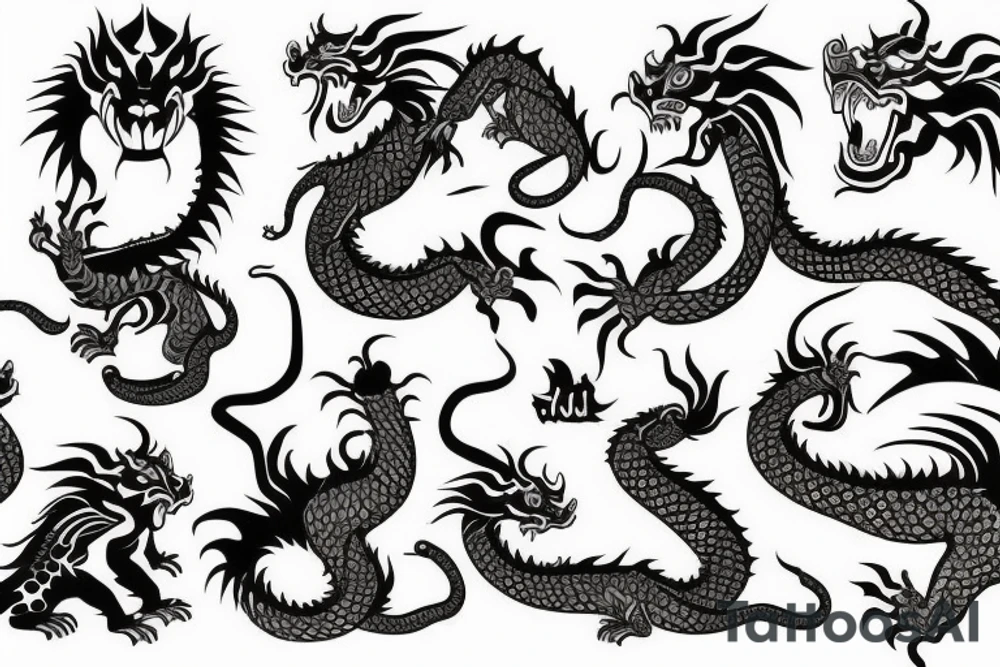 Thai Dragon and tiger tattoo idea