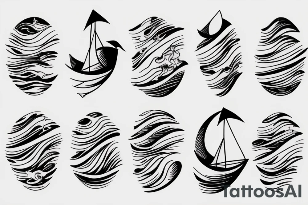 Paper boat on a wave tattoo idea