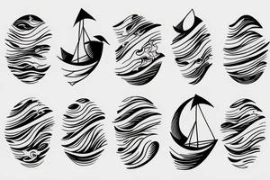 Paper boat on a wave tattoo idea