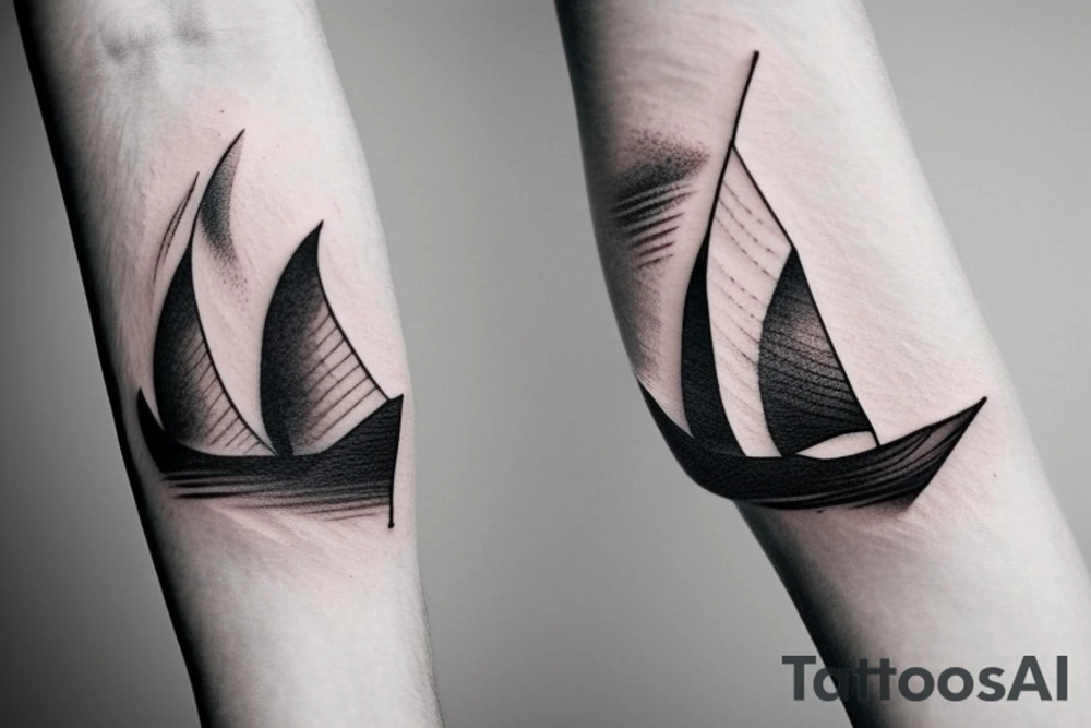 Paper boat on a wave tattoo idea