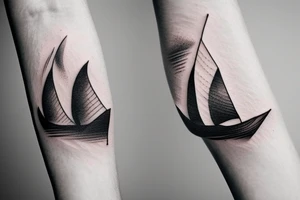 Paper boat on a wave tattoo idea