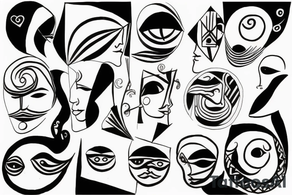 Black lines and oval sun tattoo idea