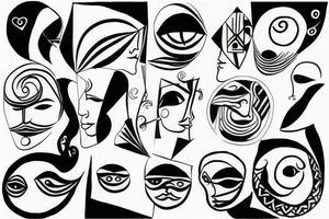 Black lines and oval sun tattoo idea