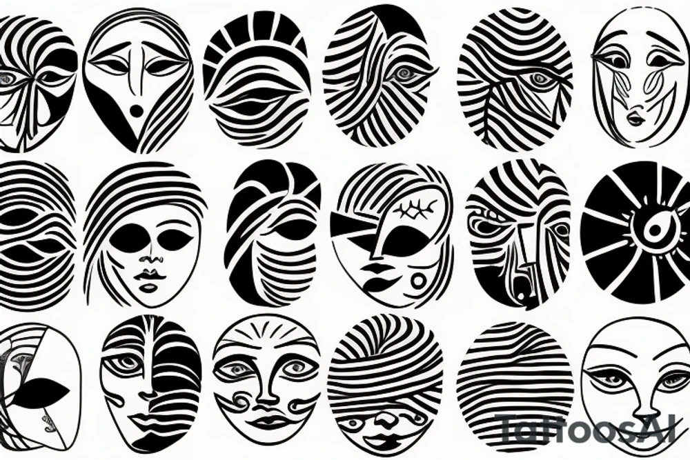 Black lines and oval sun tattoo idea