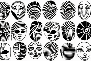 Black lines and oval sun tattoo idea