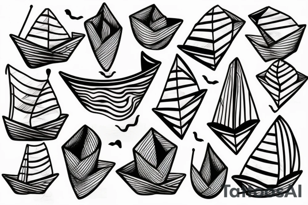 Paper boat on a wave tattoo idea