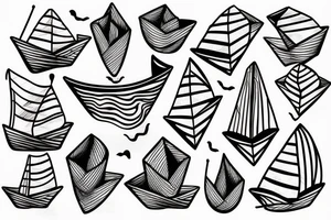 Paper boat on a wave tattoo idea