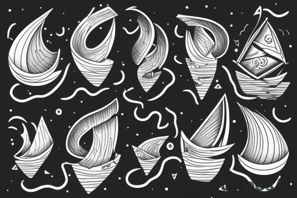 Paper boat on a wave tattoo idea