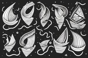Paper boat on a wave tattoo idea
