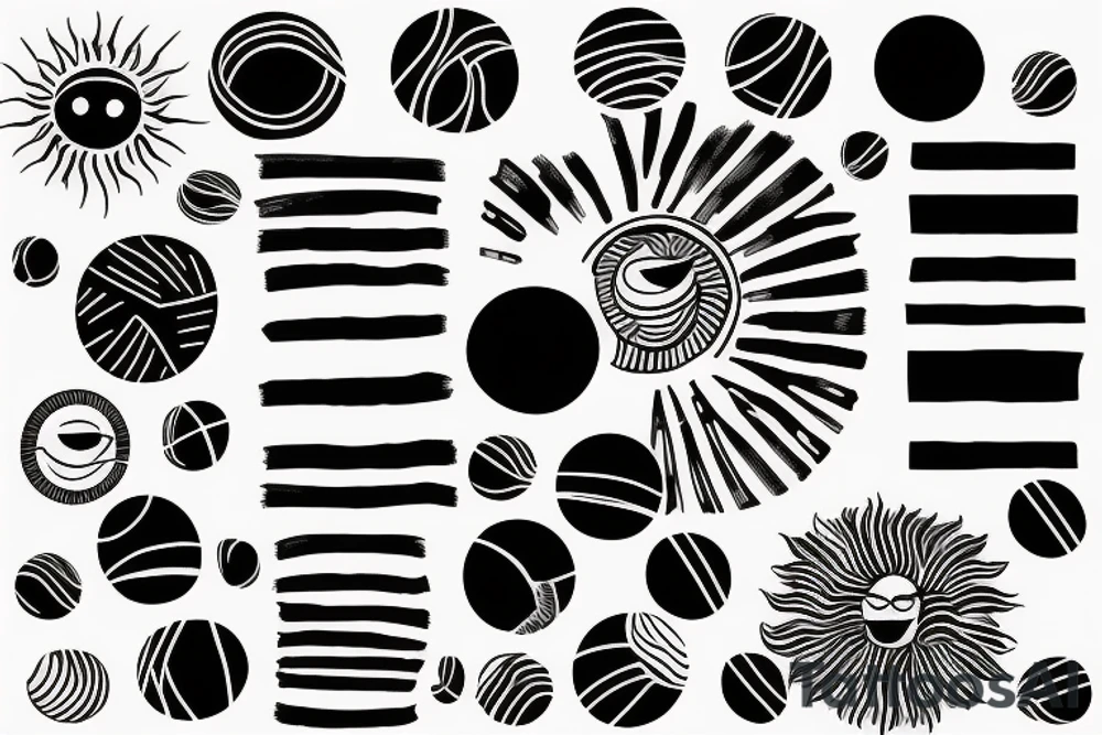 Black lines and oval sun tattoo idea