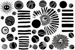 Black lines and oval sun tattoo idea